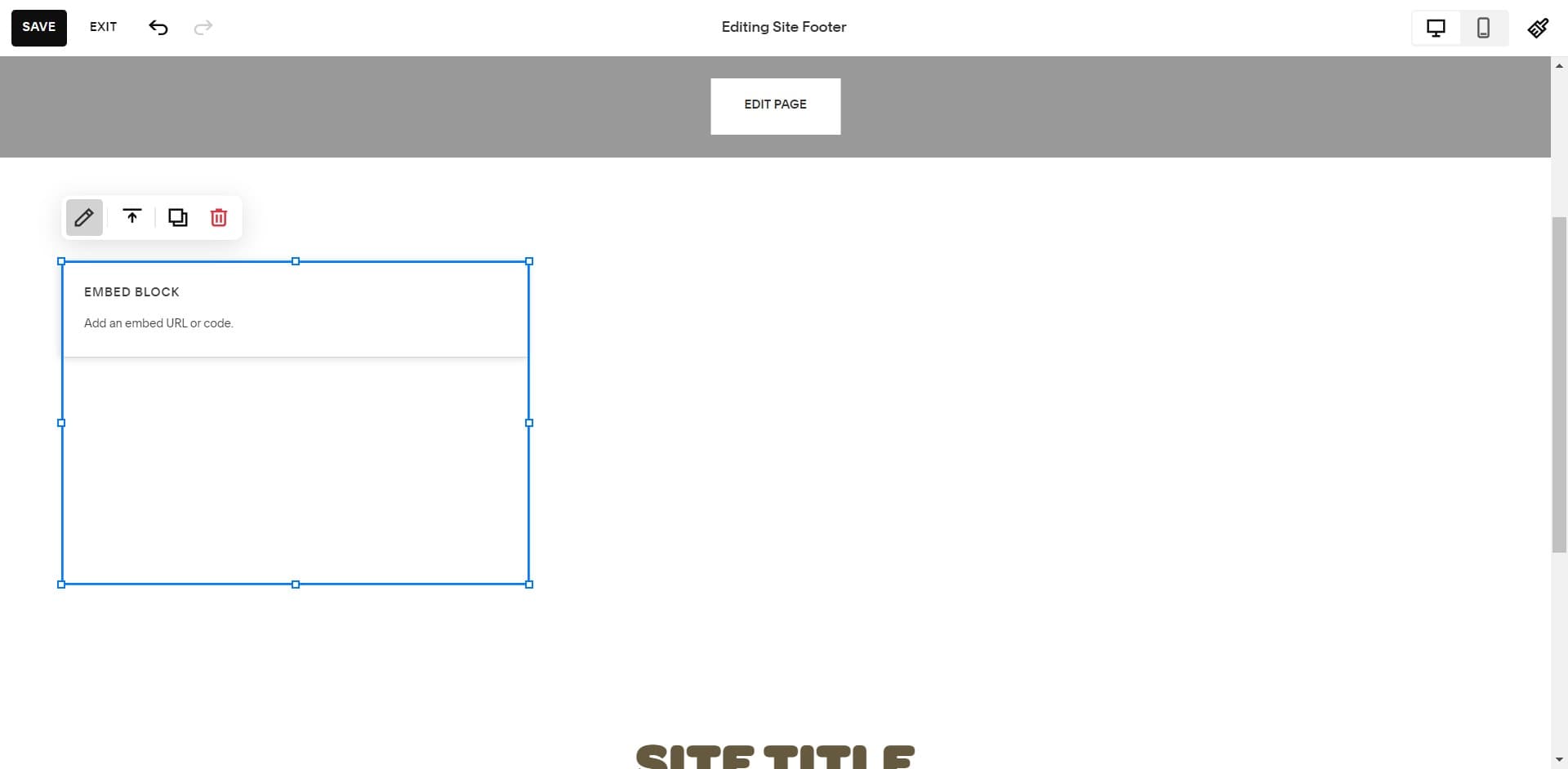Select the code block option