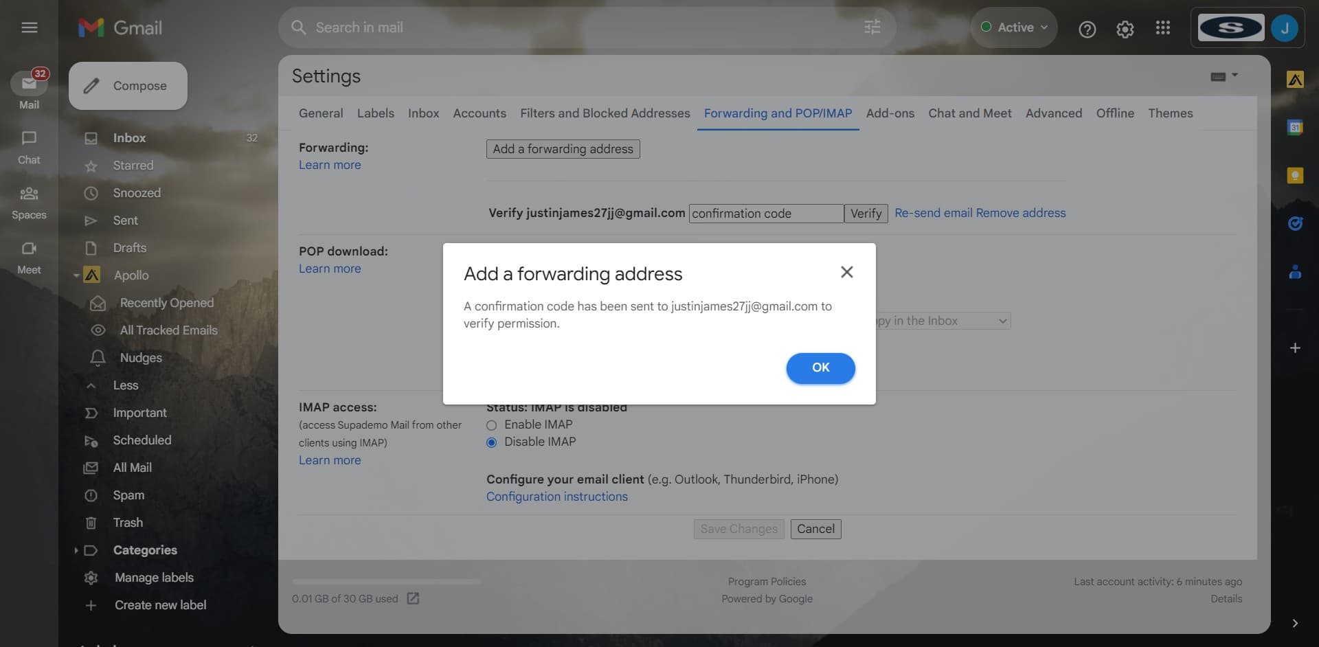 Confirm the forwarding setup