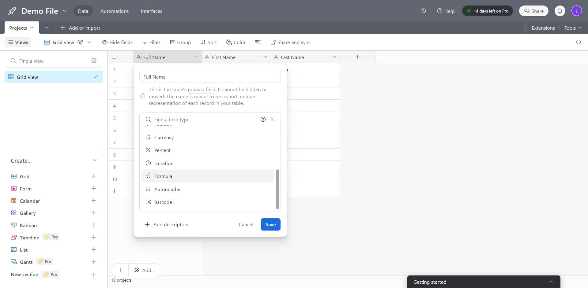Switch to Formula field type