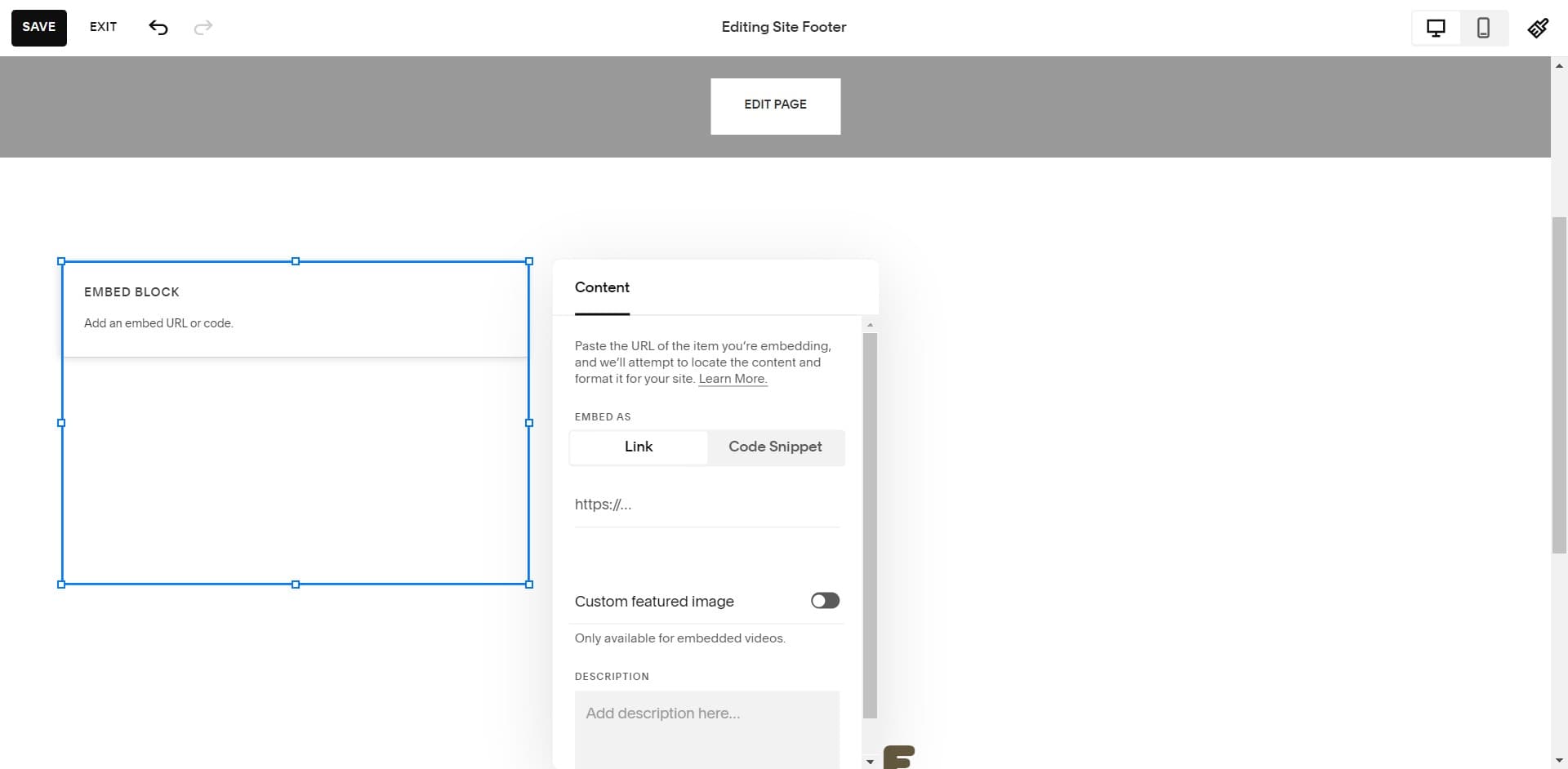 Select Code Snippet block