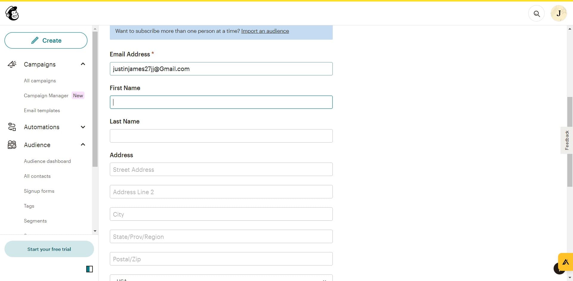 Complete the audience setup