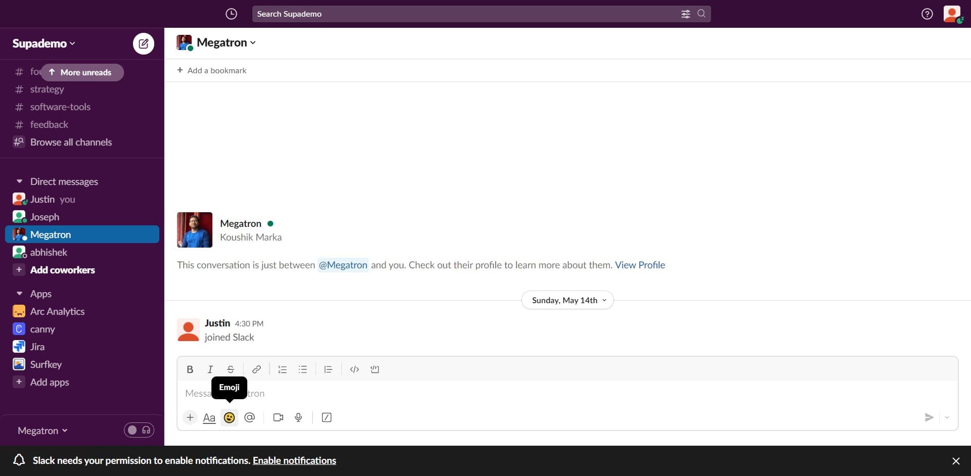 Open workspace settings