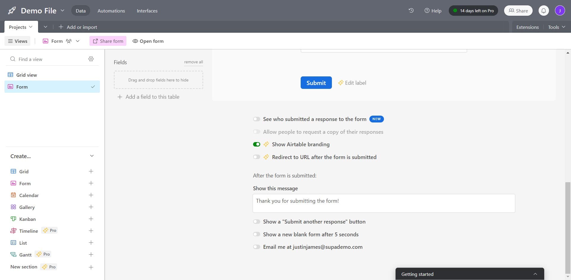 View Form Submissions