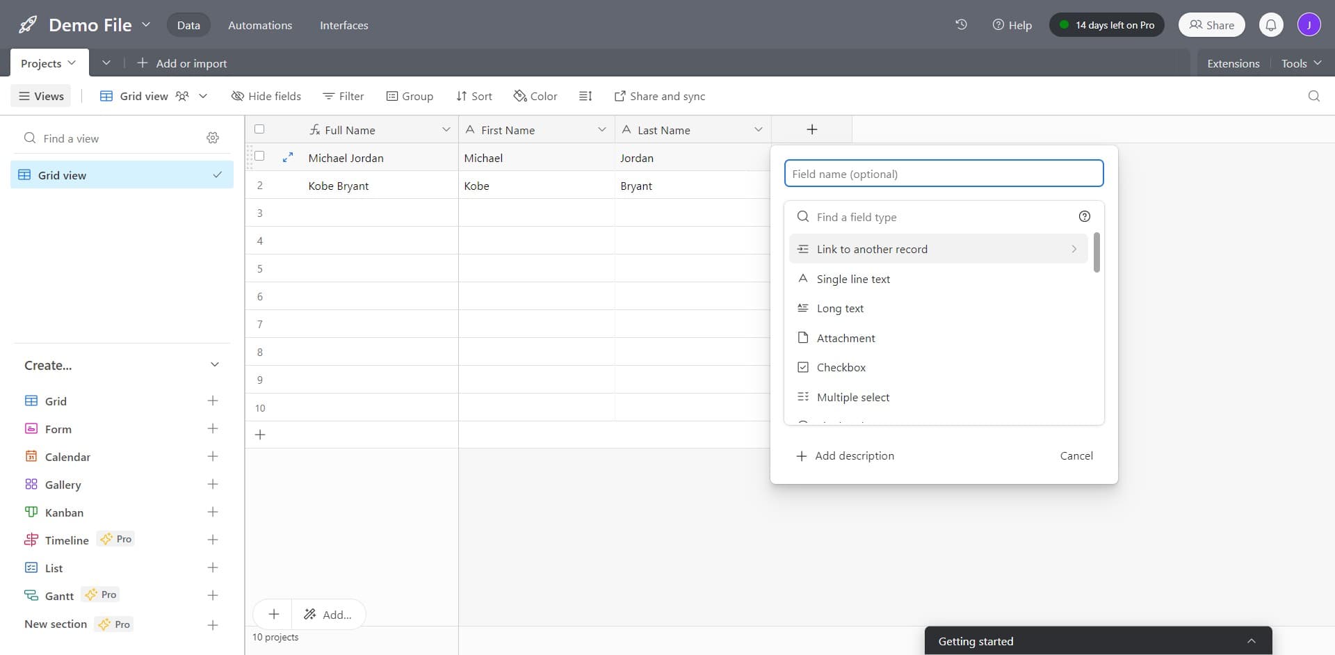 Configure the field type