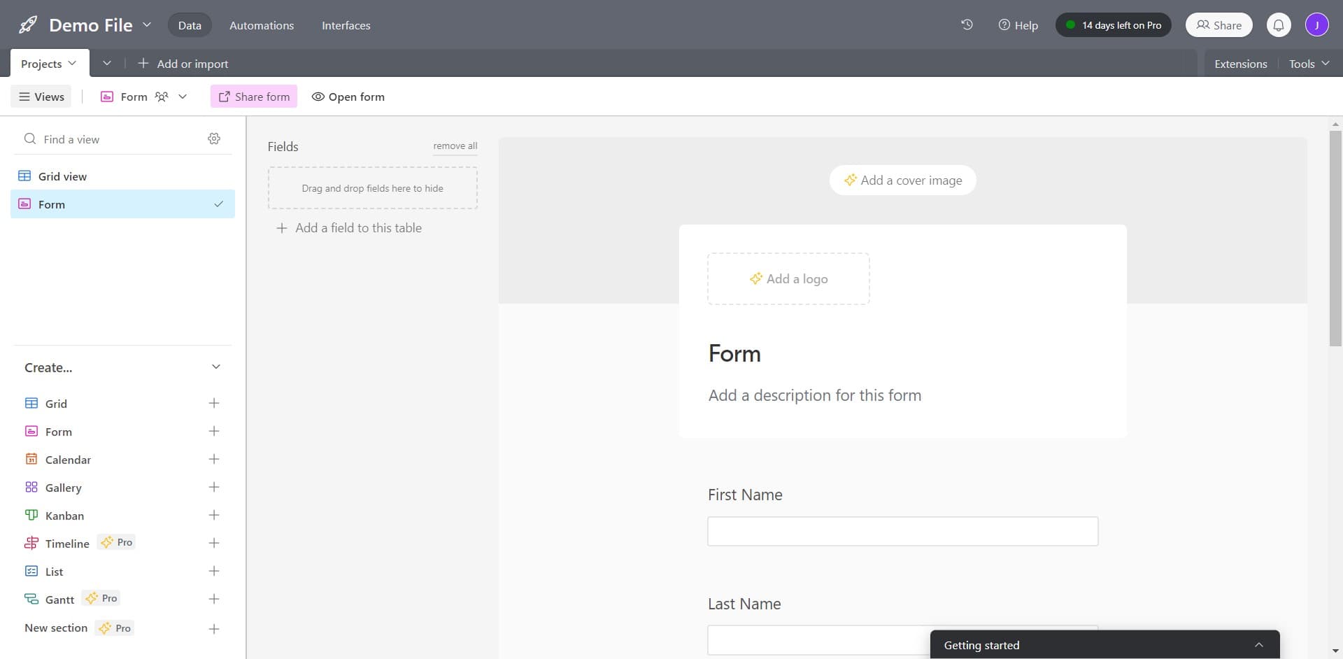 Add a Cover Image to Form