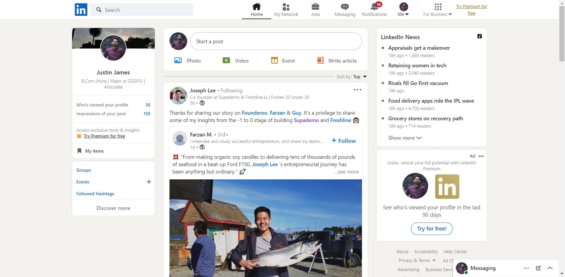 Click on the Me icon