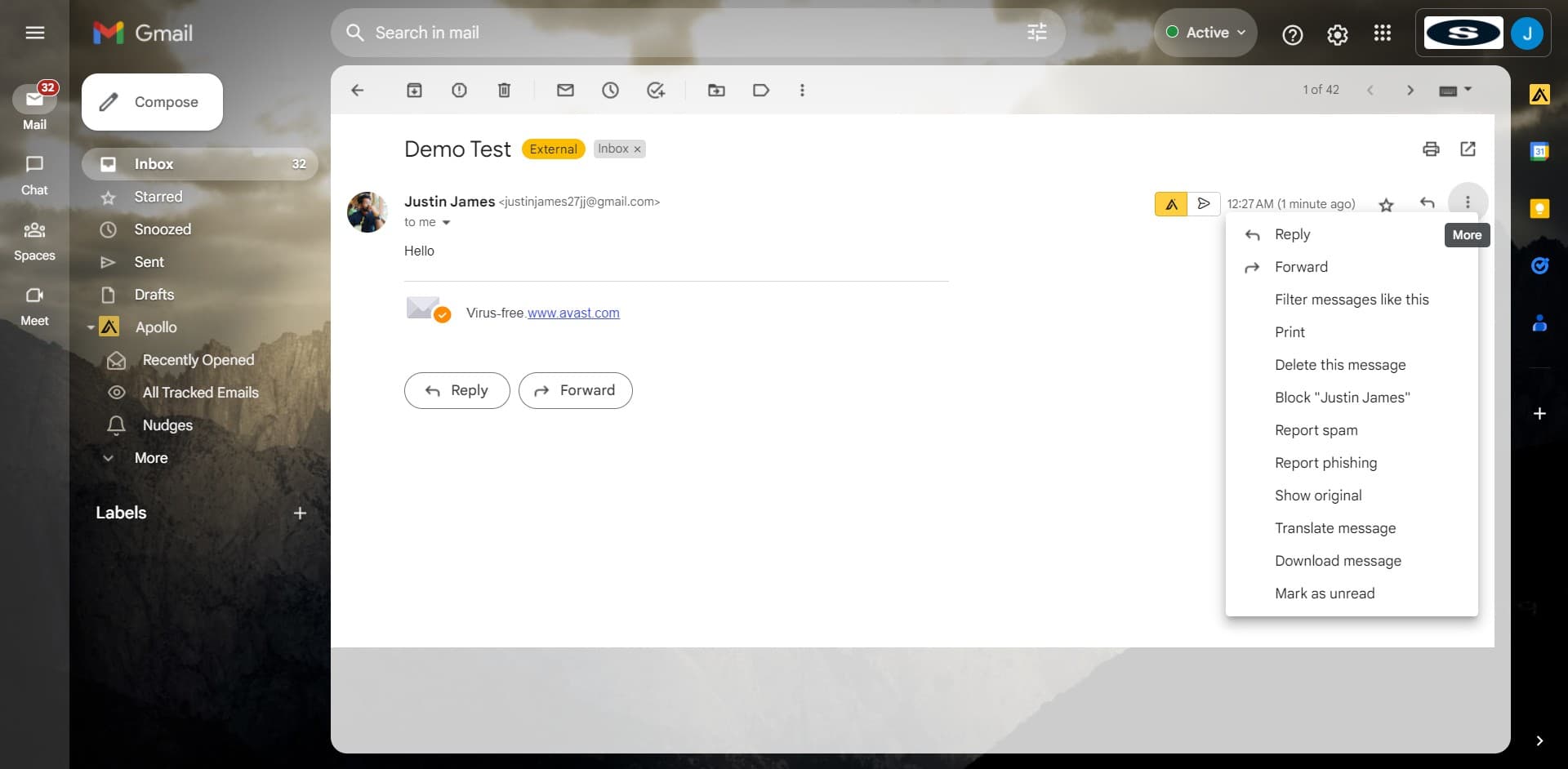 Access the options menu