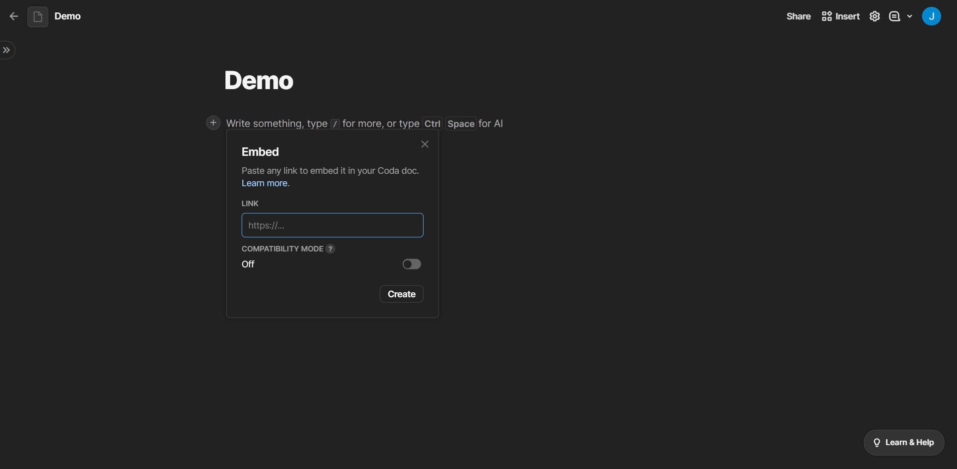 Complete the embed configuration