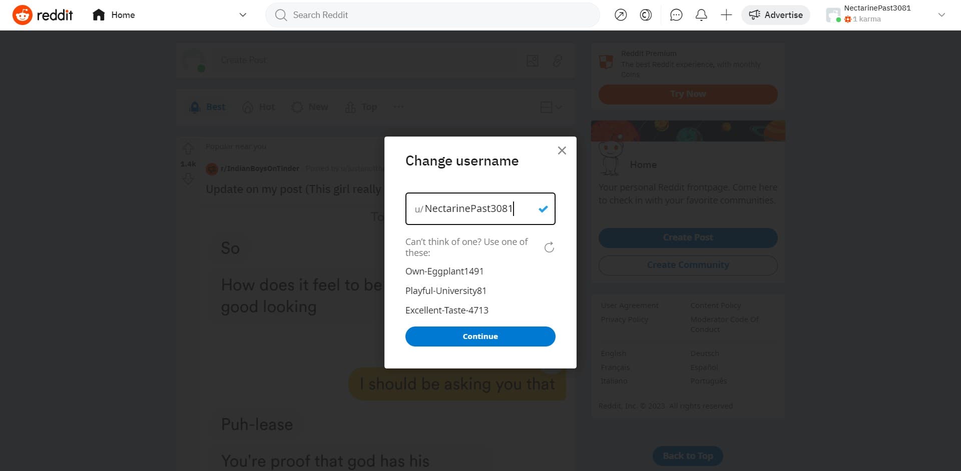Enter your new username