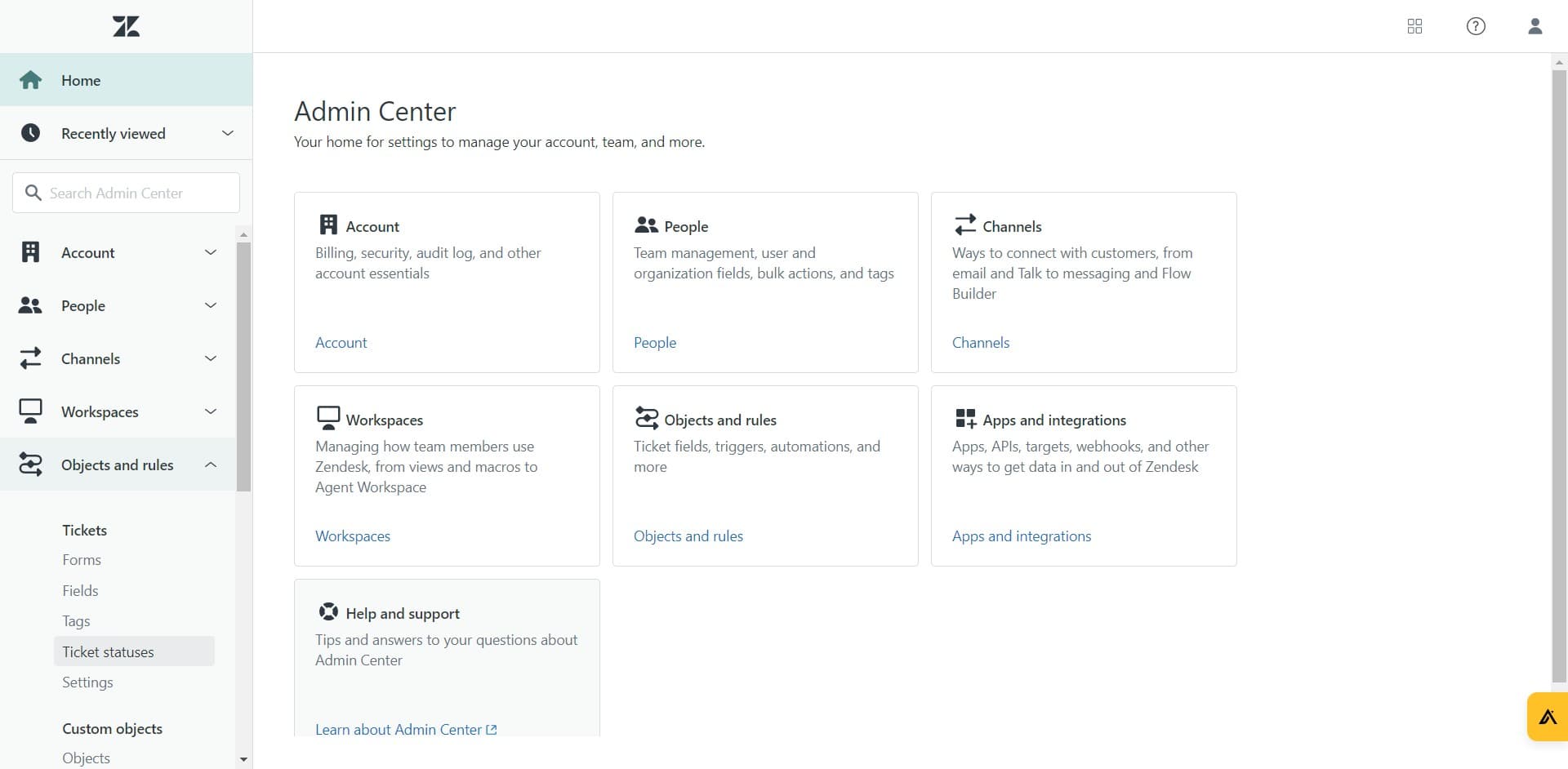 Click on Ticket statuses