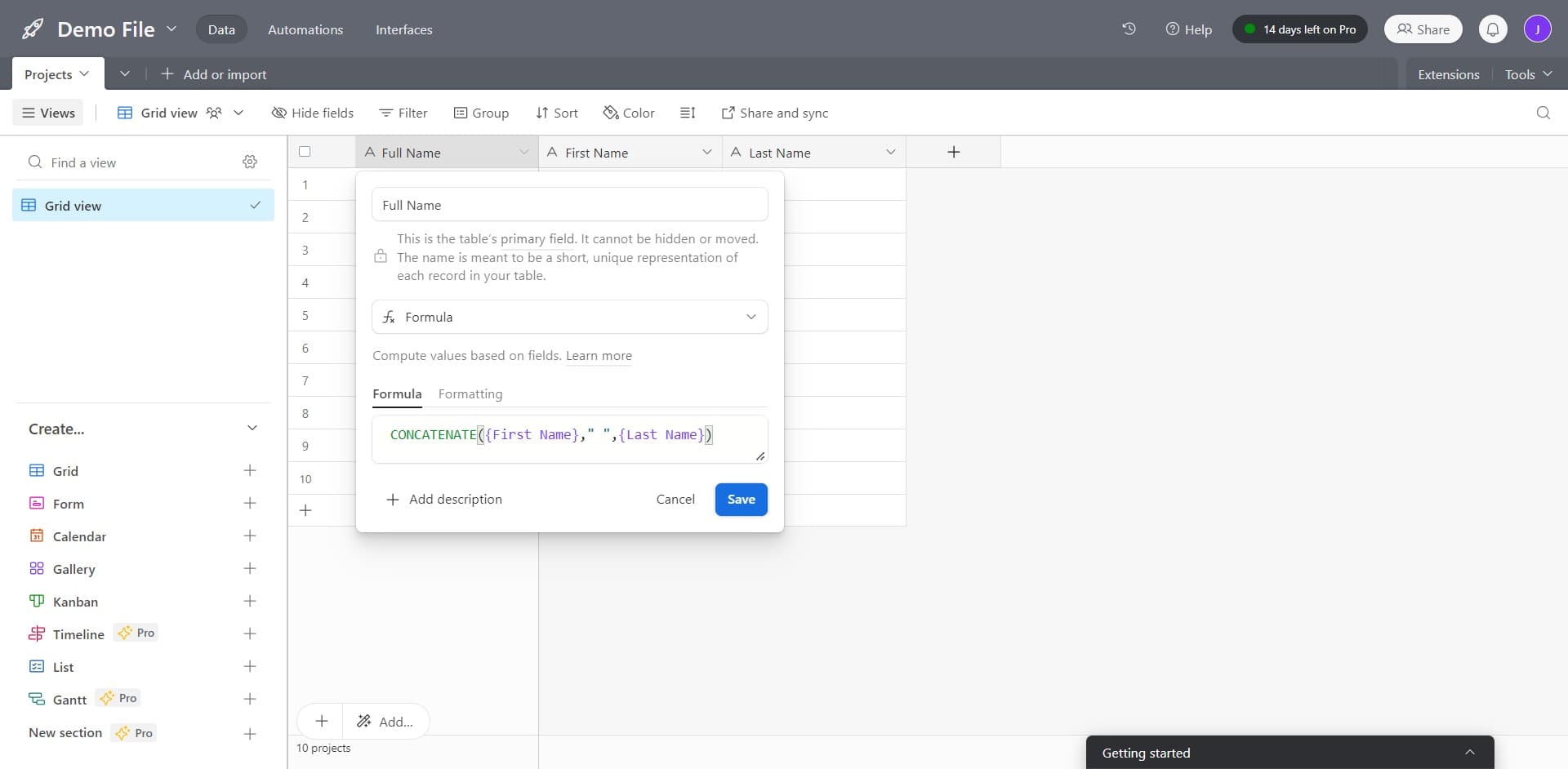 Save the field changes