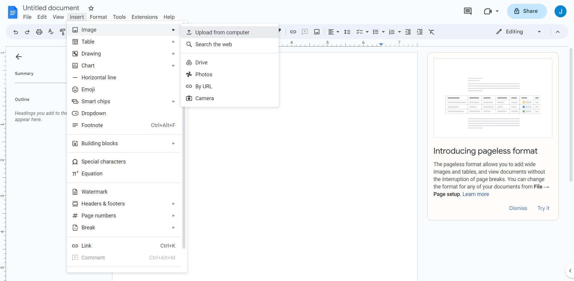 Choose Upload from computer