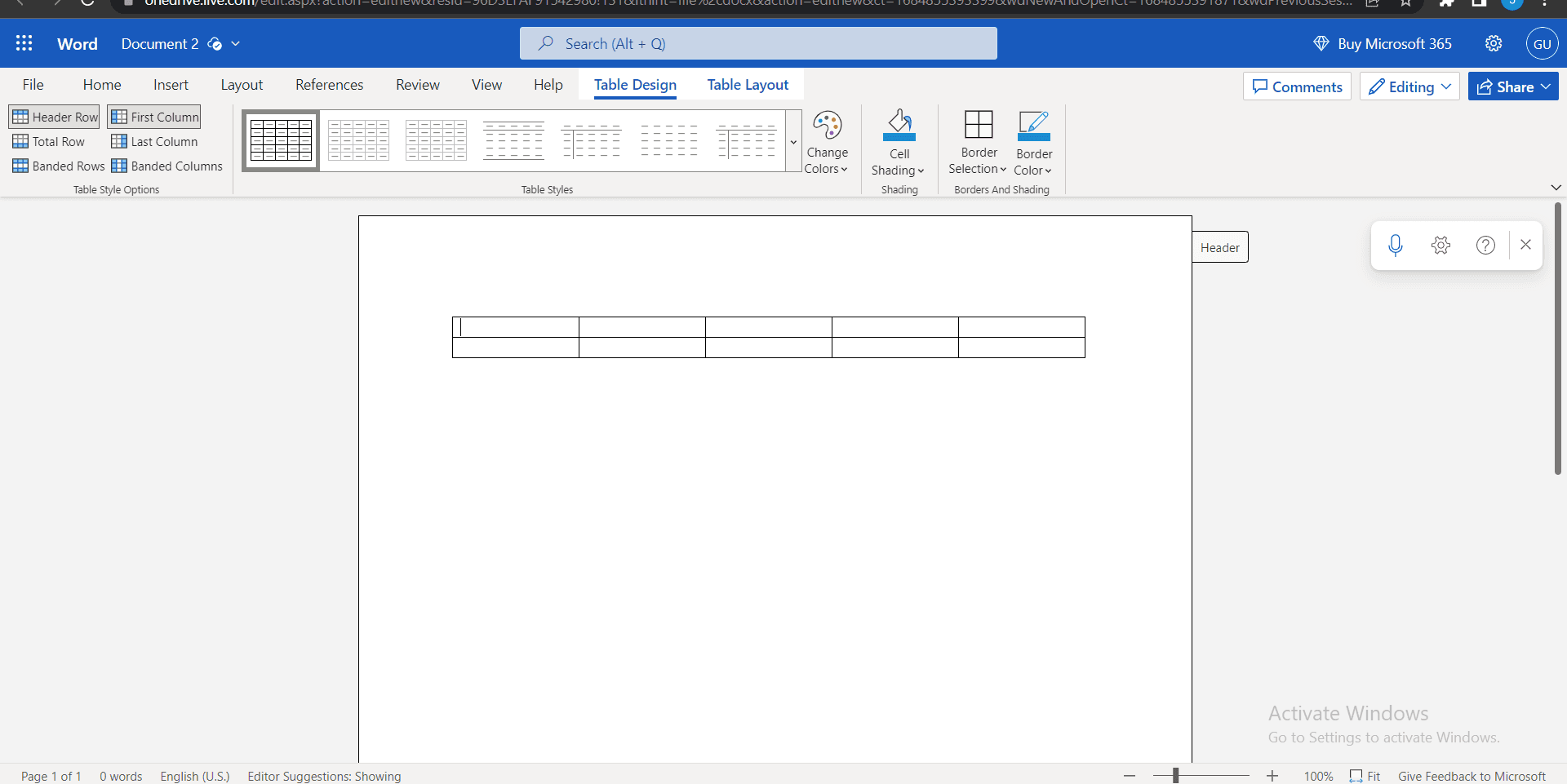 Customize Table Format