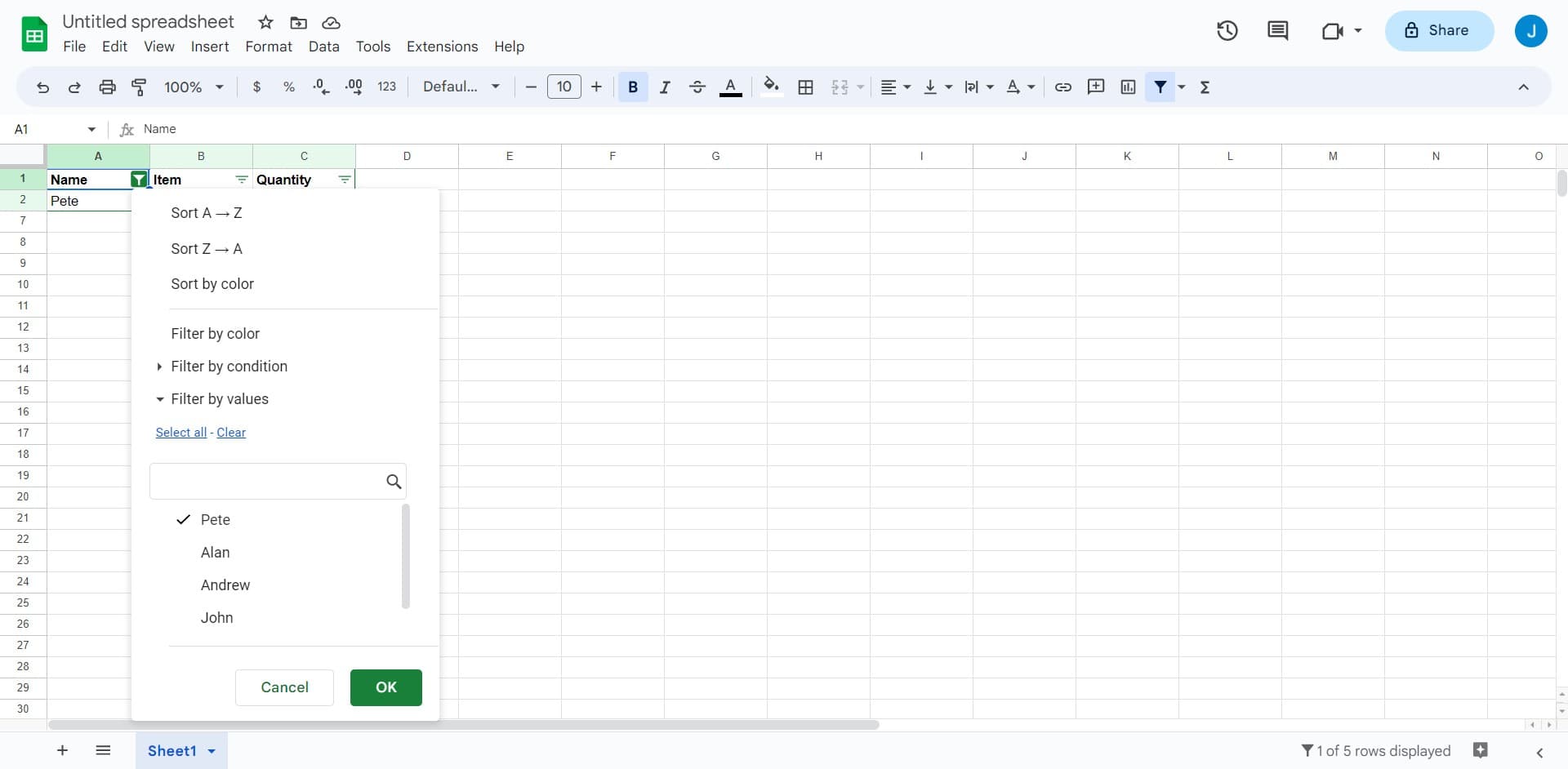 Select the data range