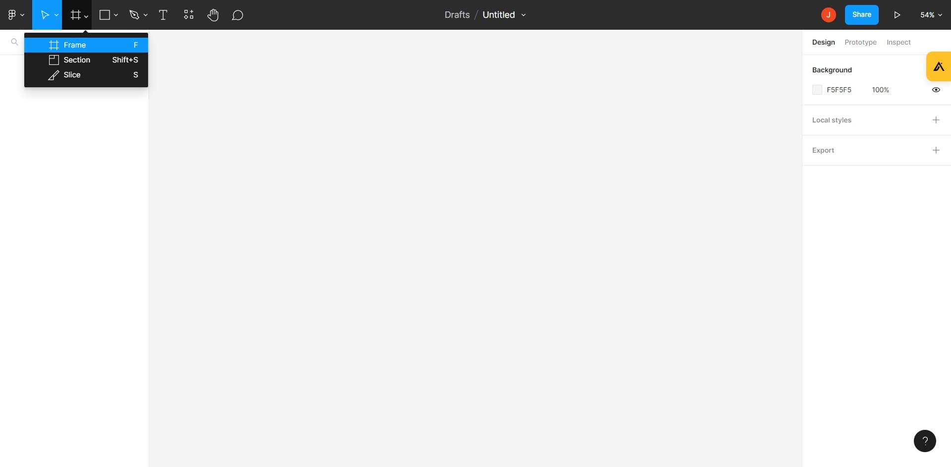 Activate the Frame tool