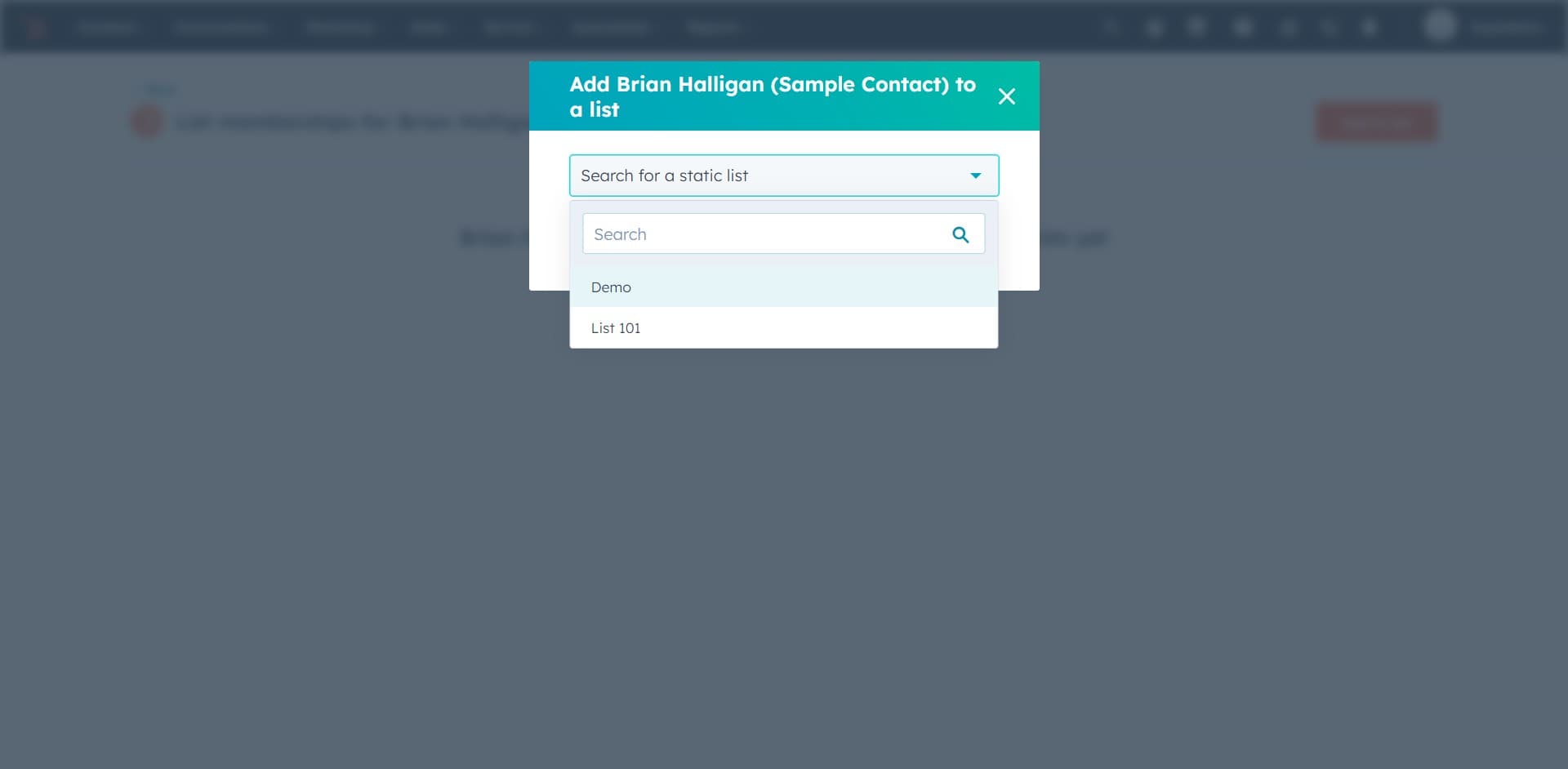 Enter list search criteria