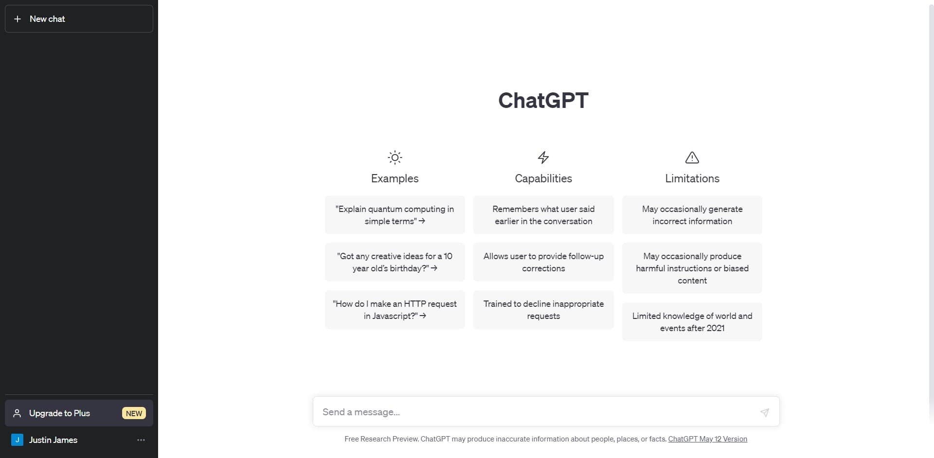 Click on Upgrade to Plus