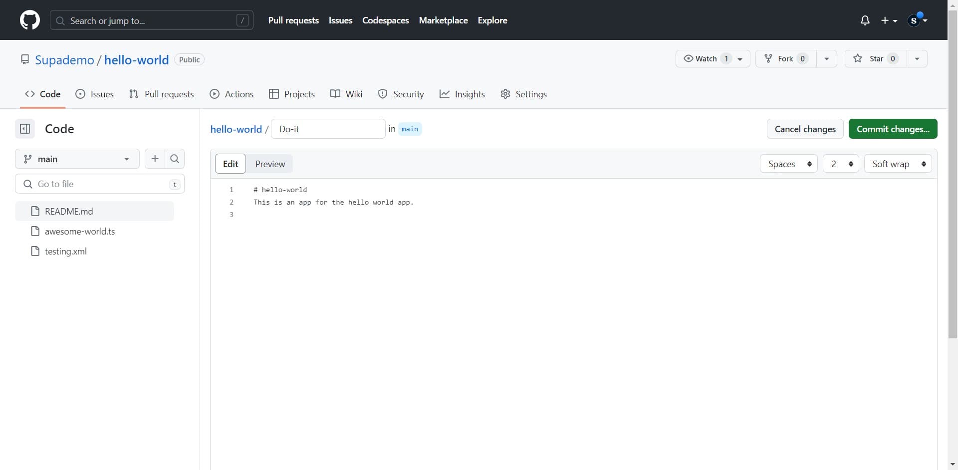 Prepare to commit changes