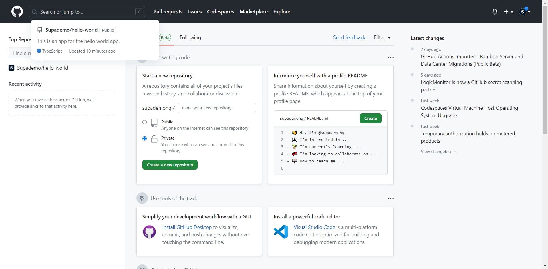 Select your repository