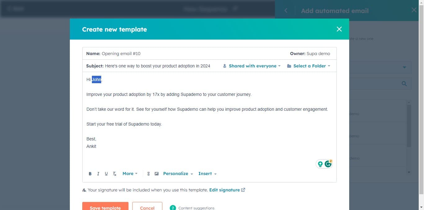 Select greeting text