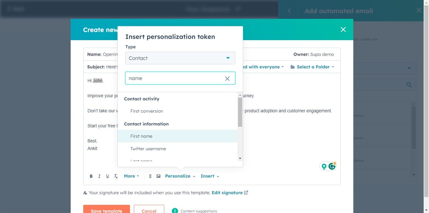 Choose first name field