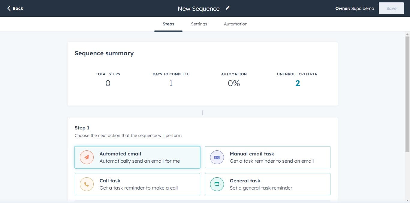 Select Automated email option