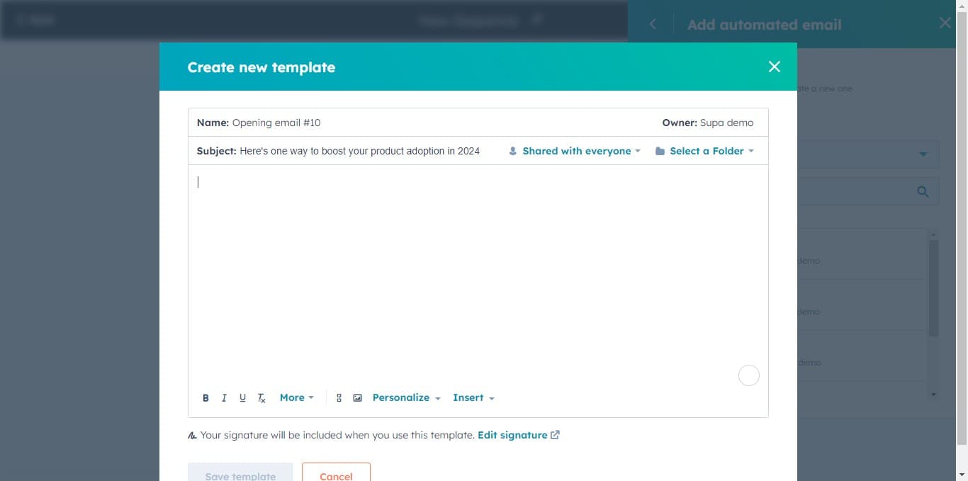 Enter email body content