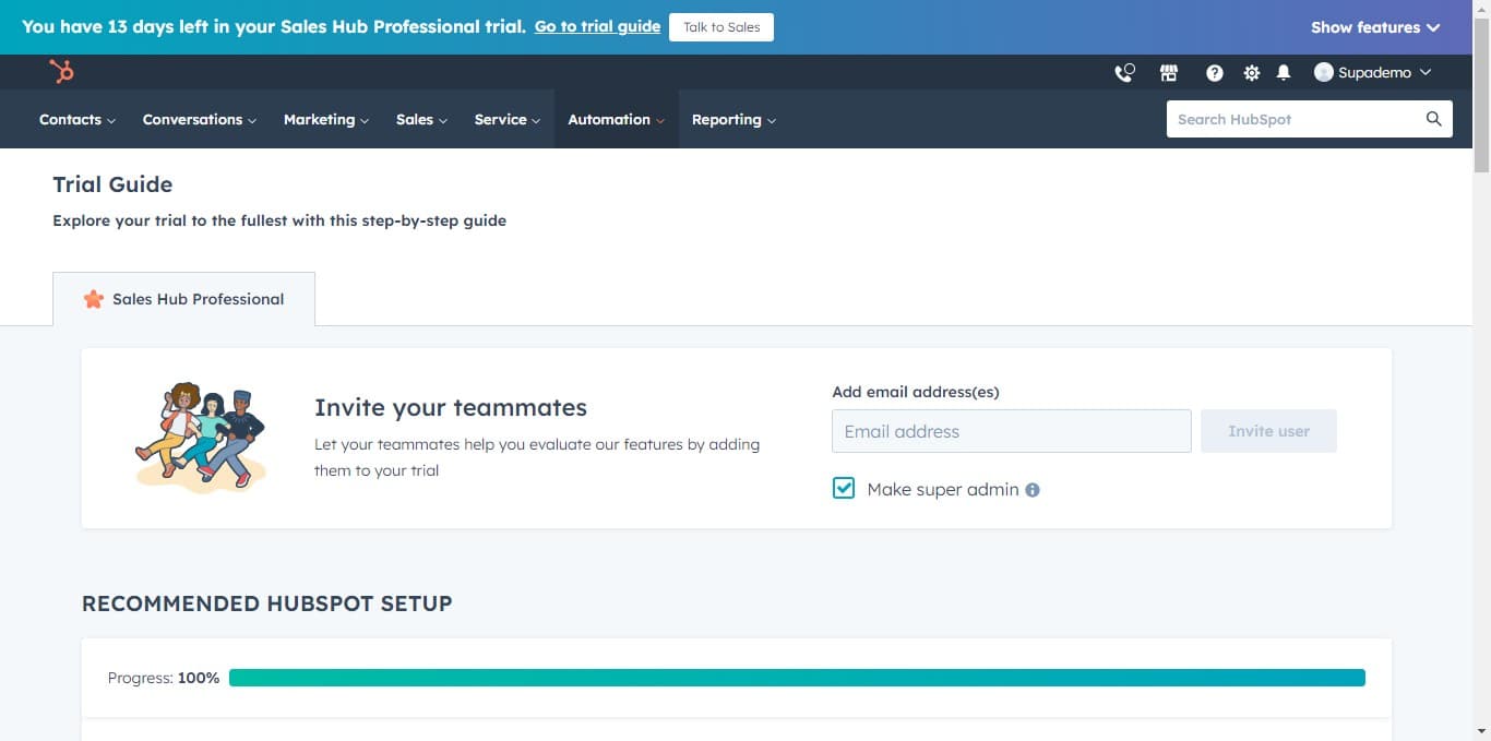 Access the Automation menu