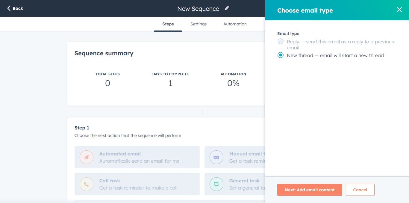 Proceed to email content