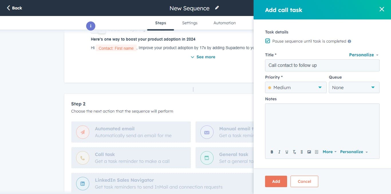 Confirm task addition