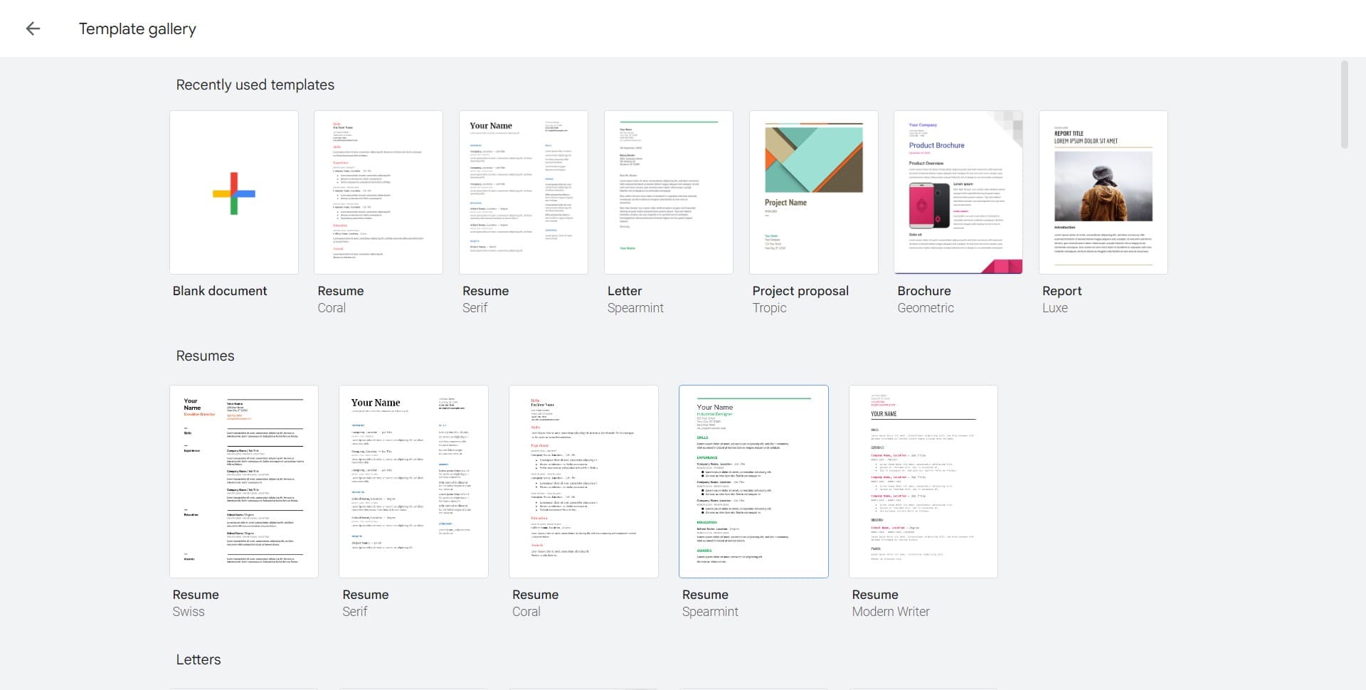 Navigate to template options