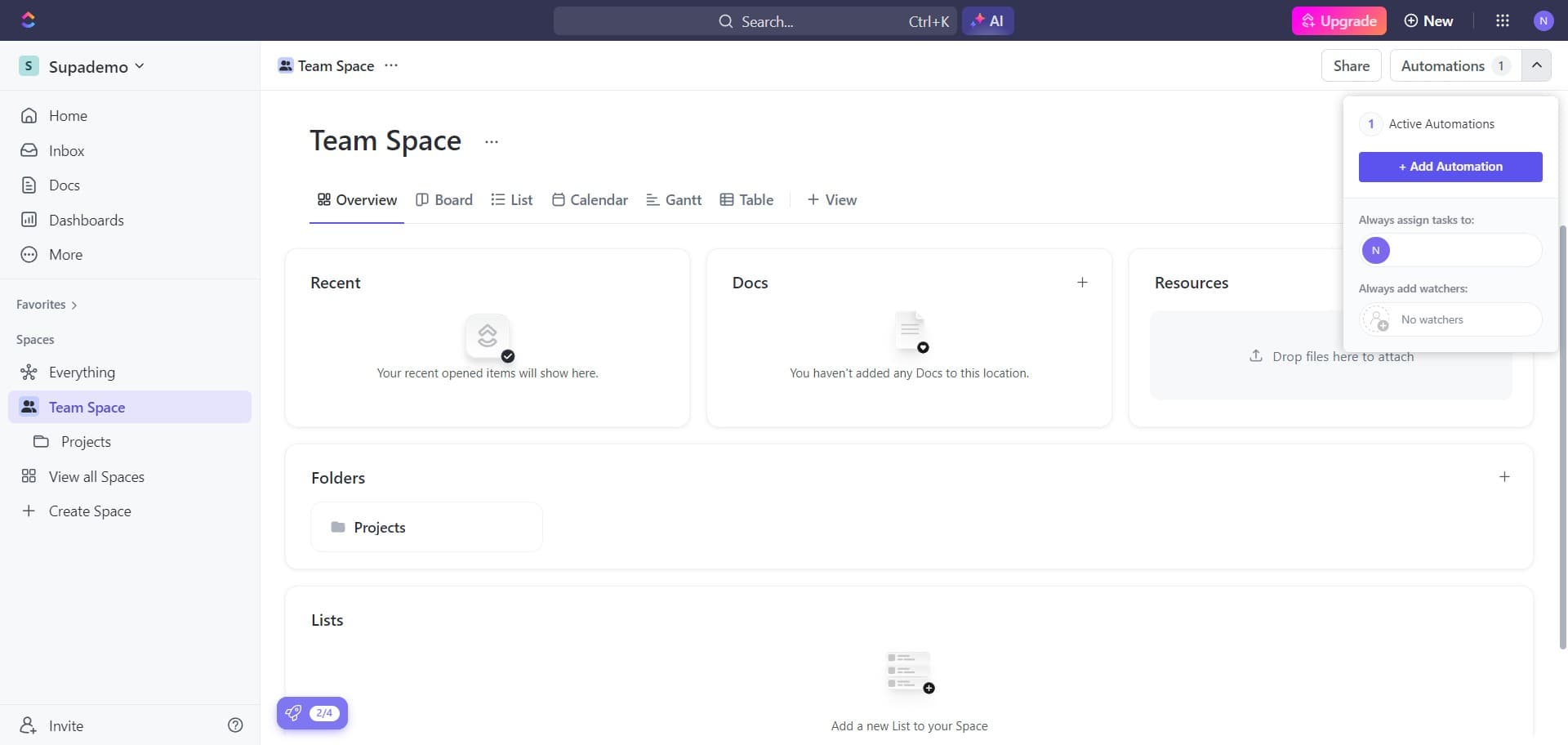 Select Add Automation button