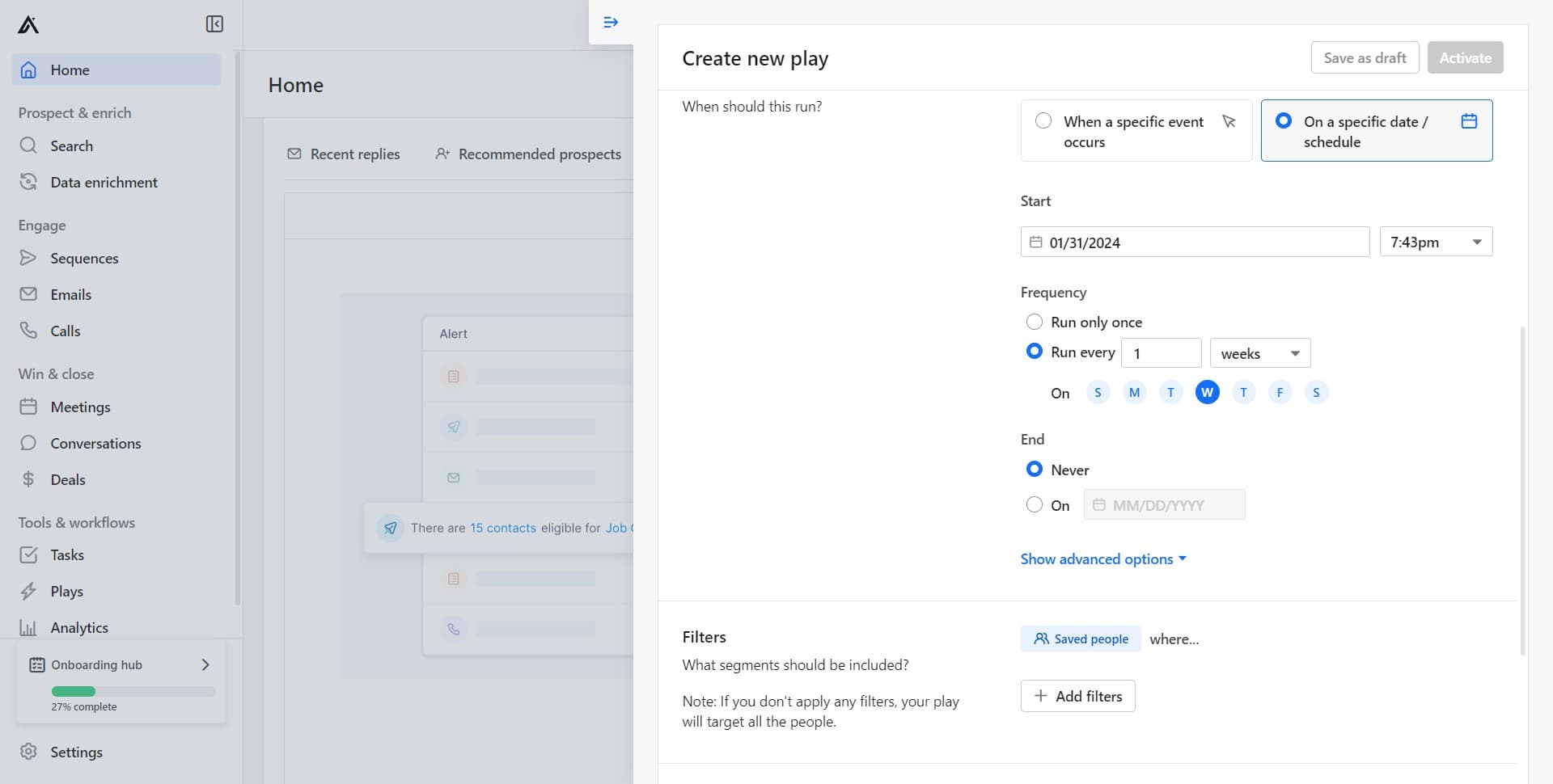 Expand advanced filtering options