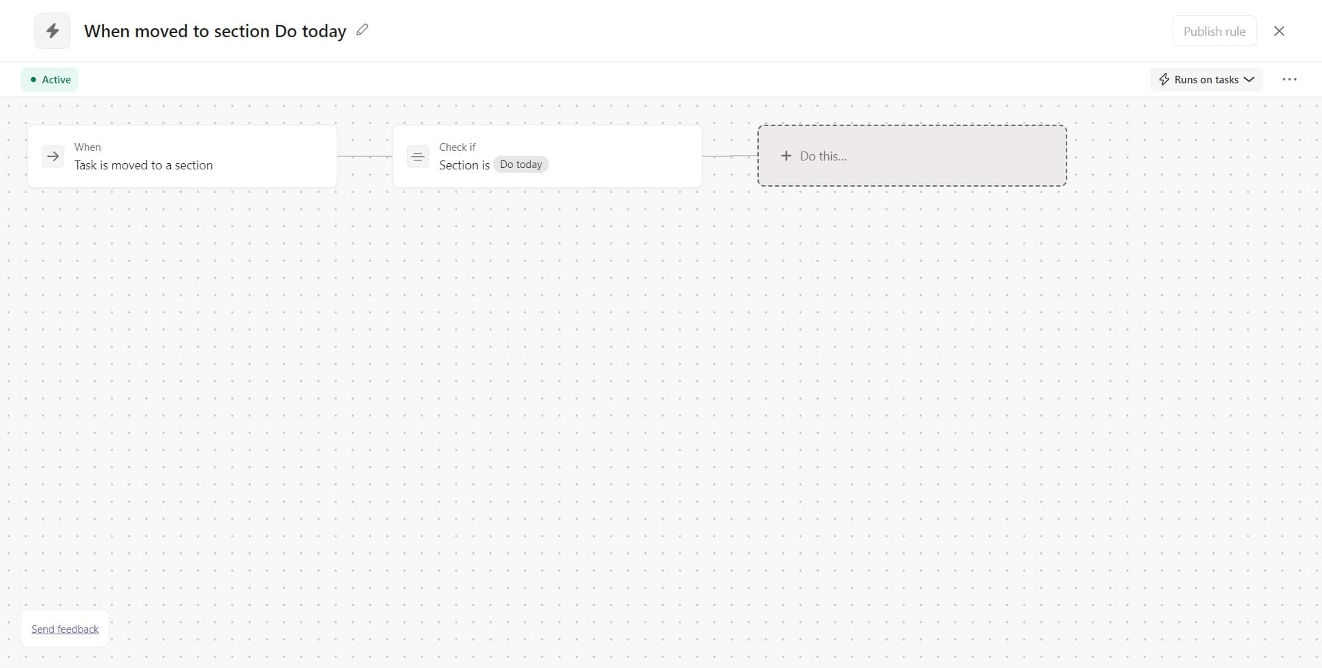 Set the first action
