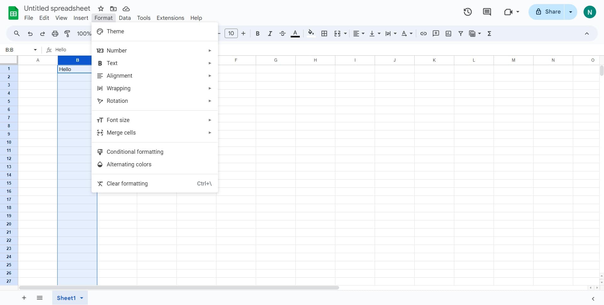 Open the Format menu