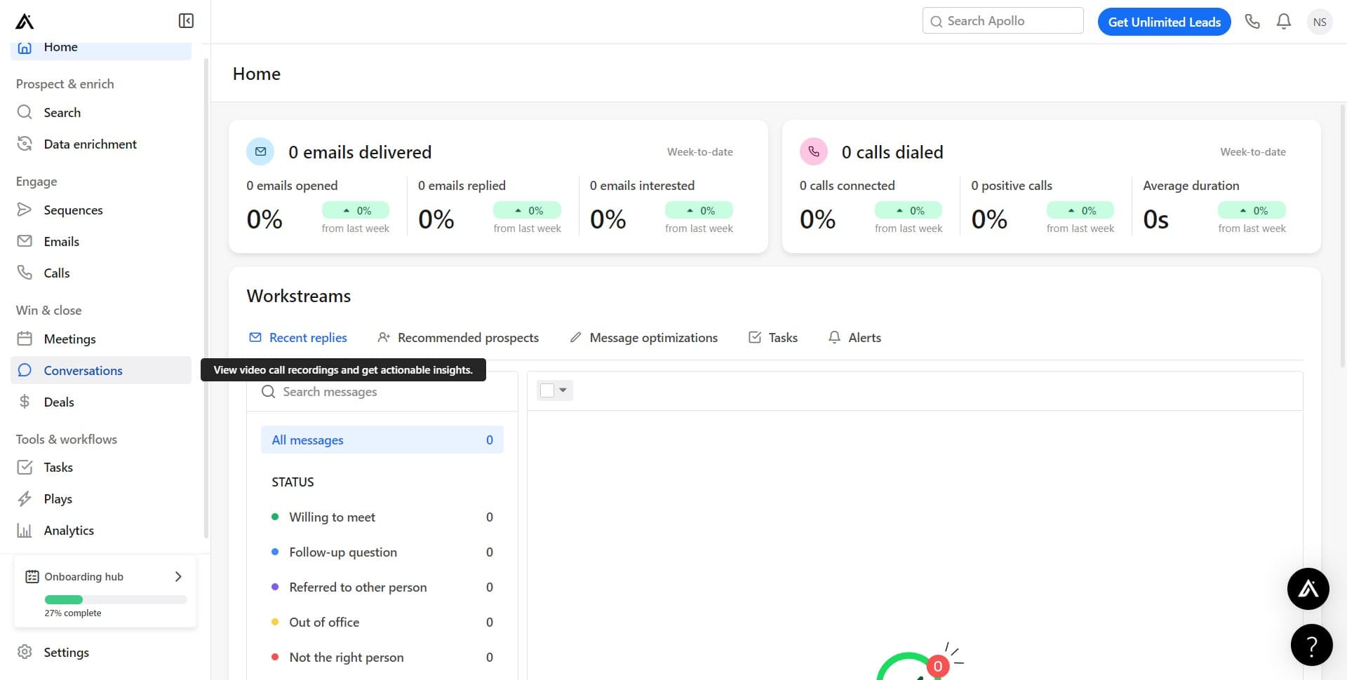 Access the Conversations feature