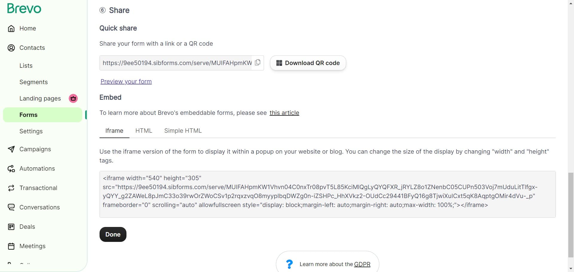 Preview the completed form