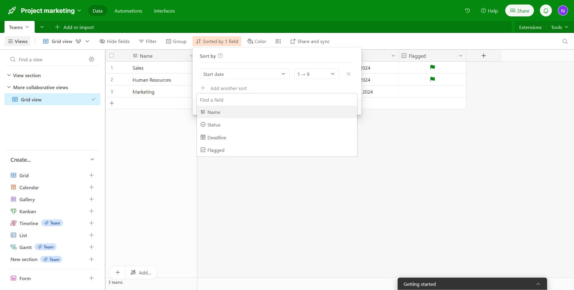 Select the secondary sort field