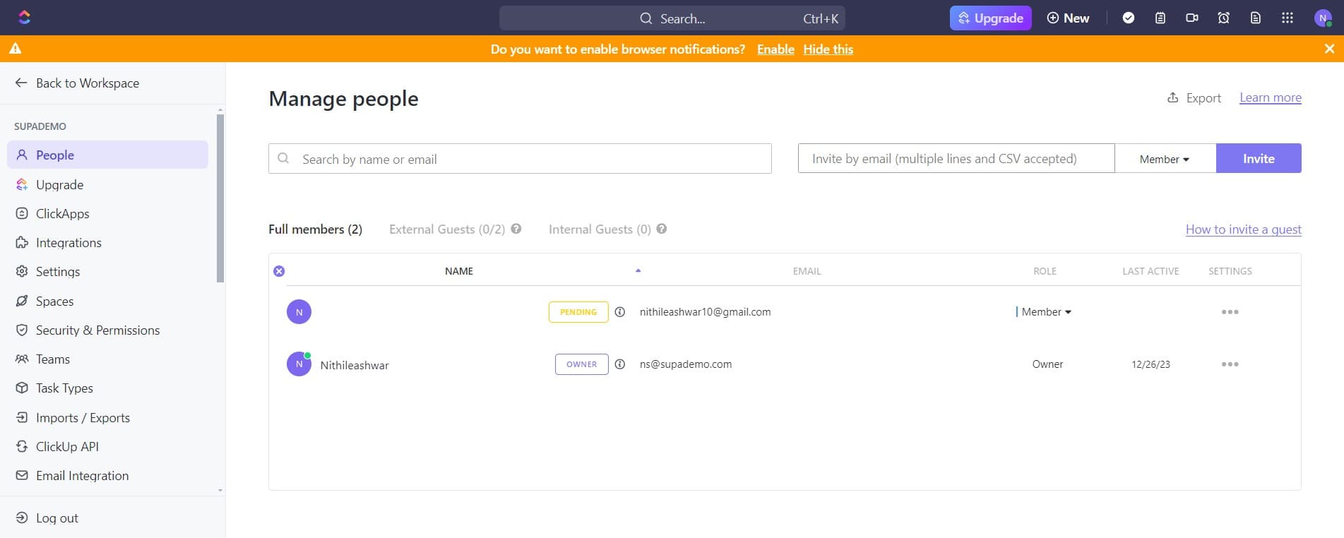 Review pending invitations