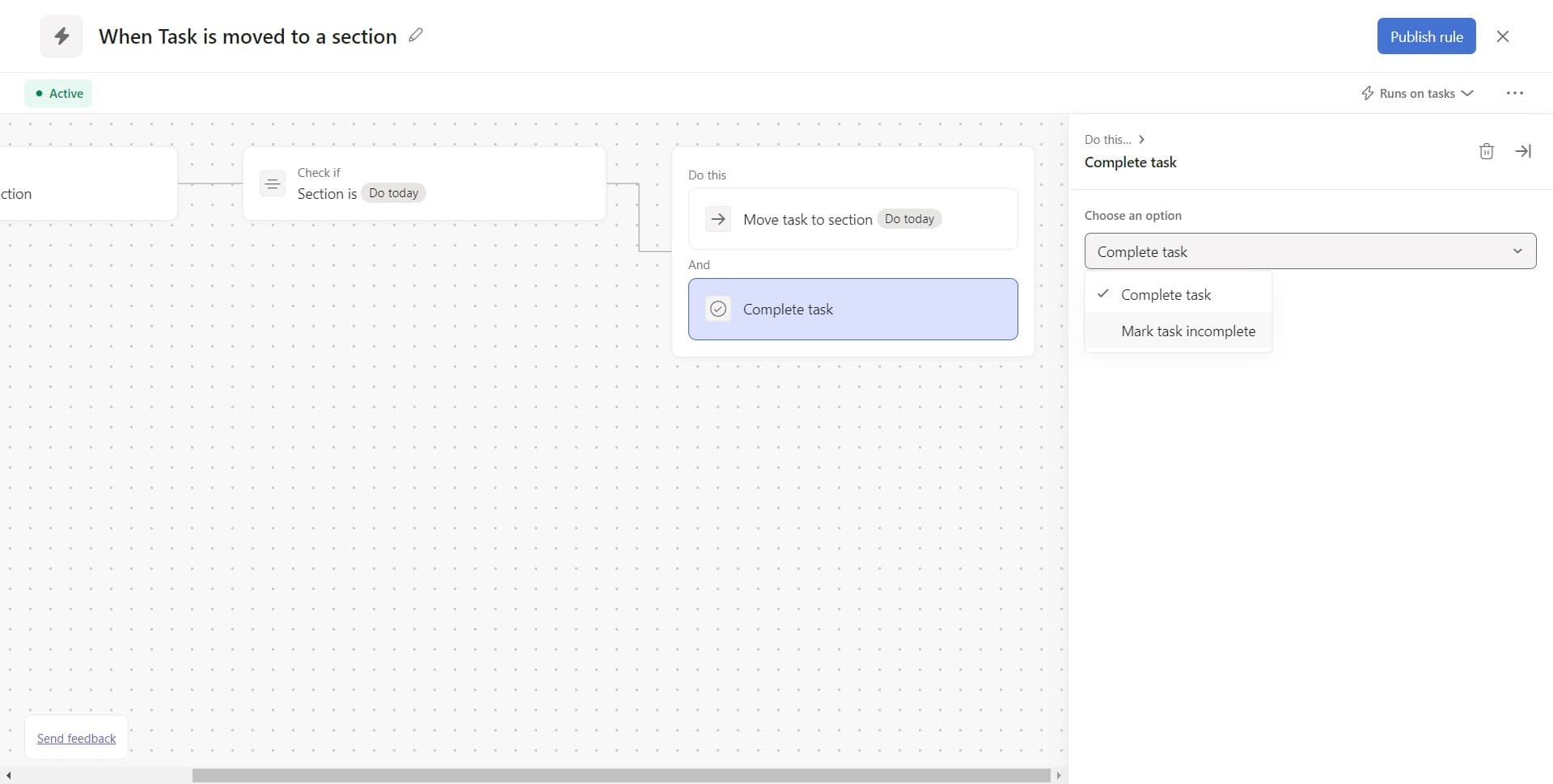 Mark task incomplete
