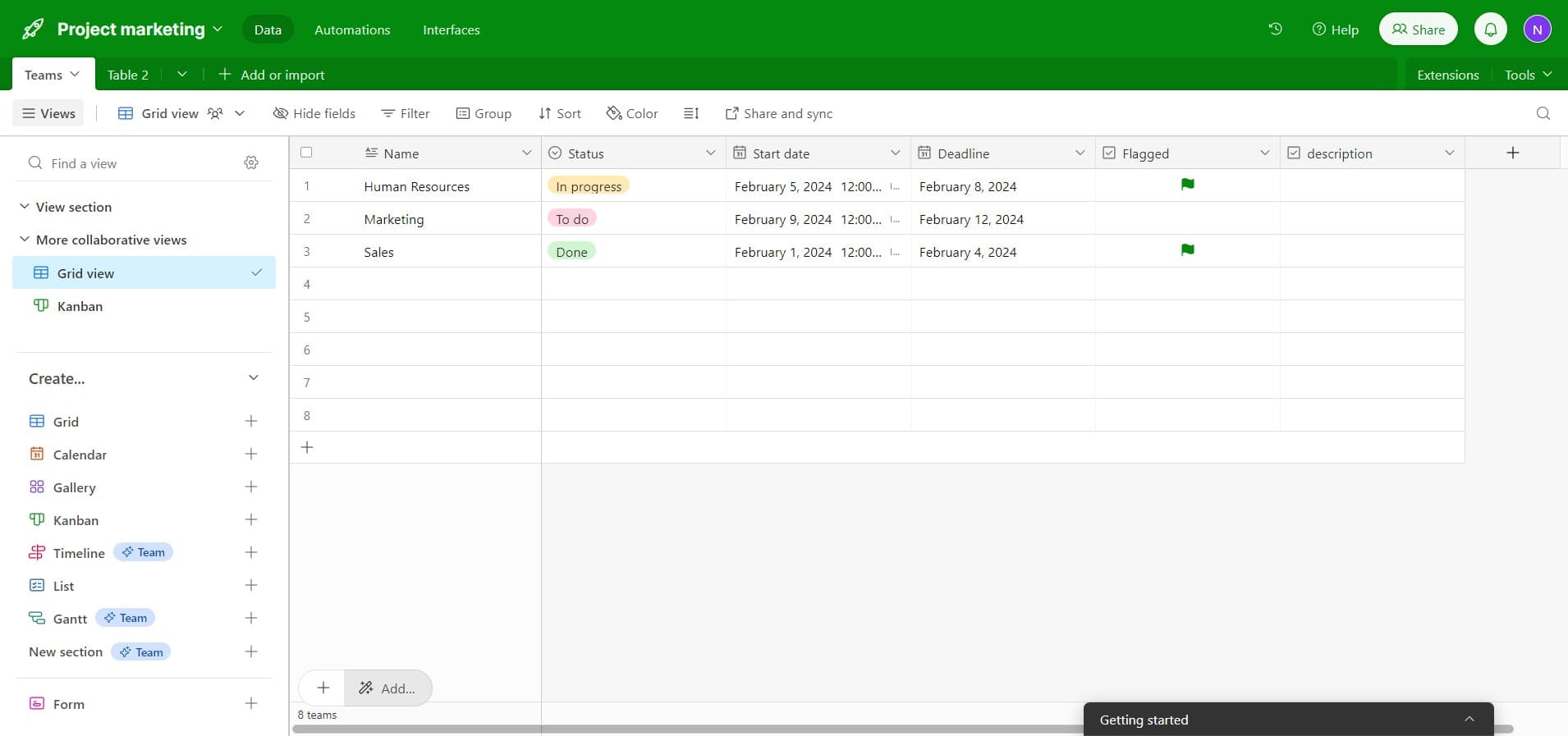 Click on Add to start