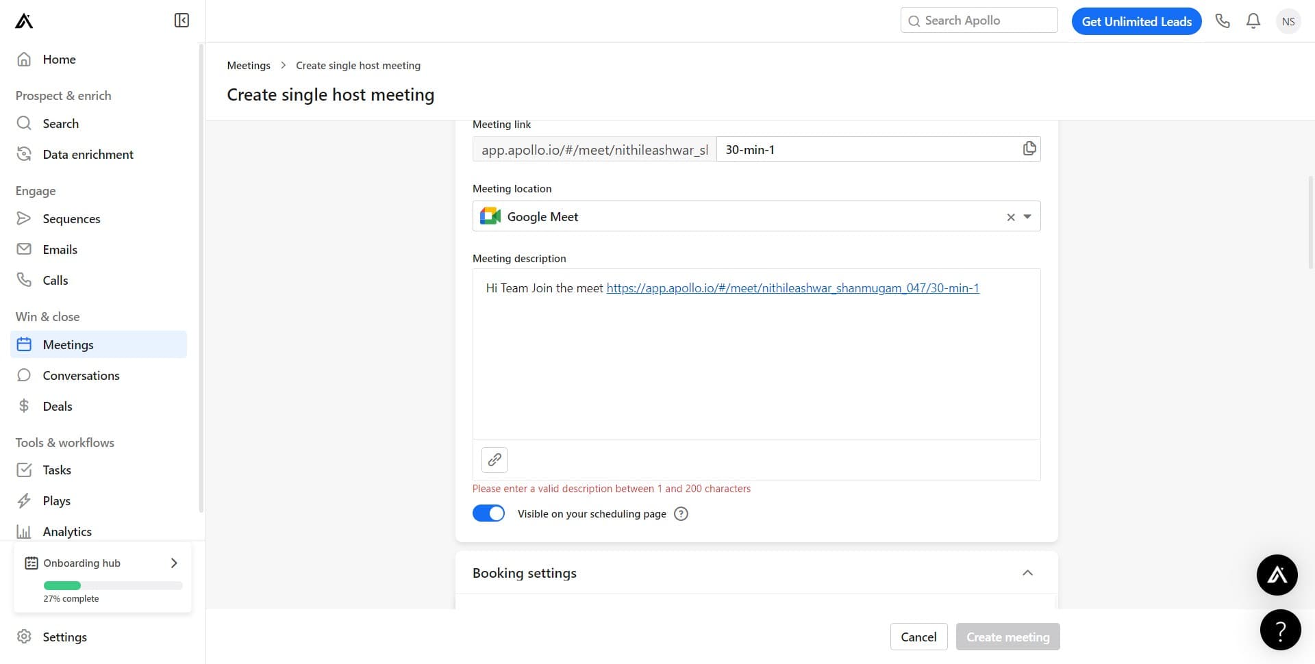 Confirm single-host meeting type