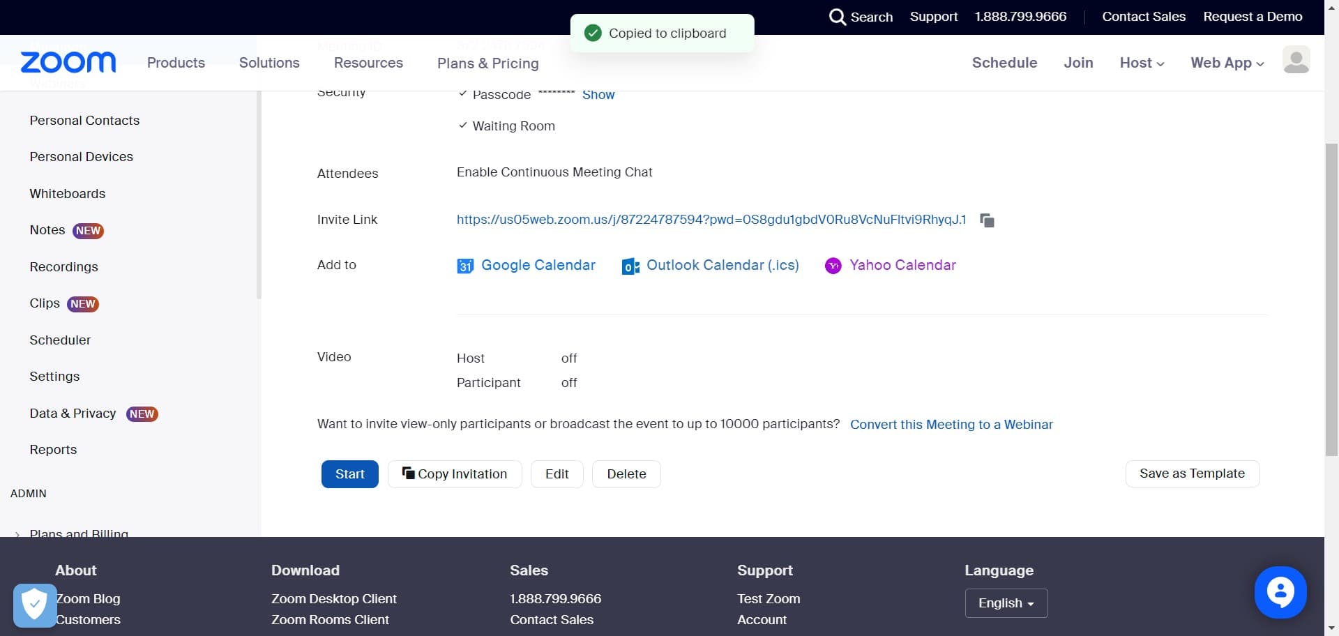 Initiate your scheduled meeting