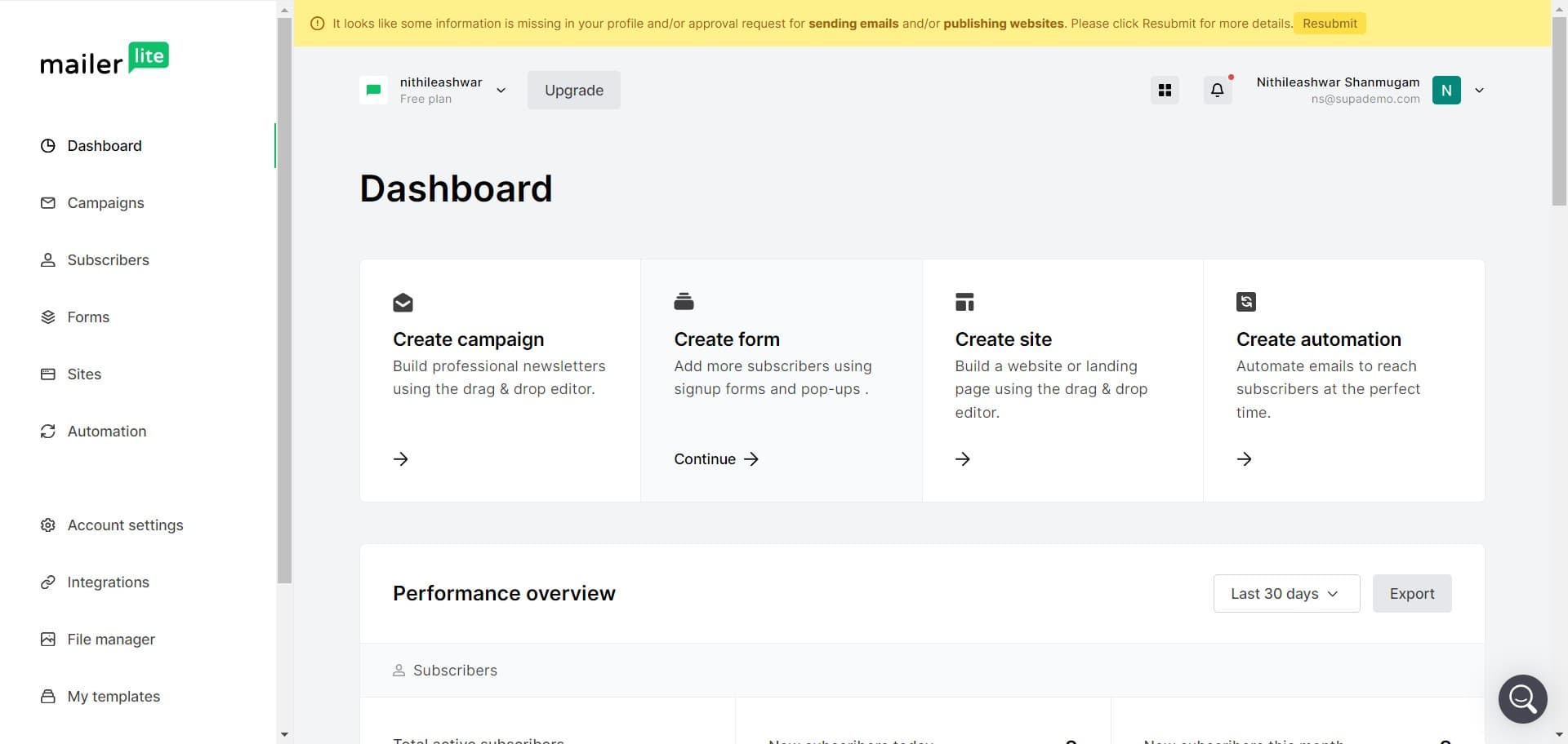 Click on Create form