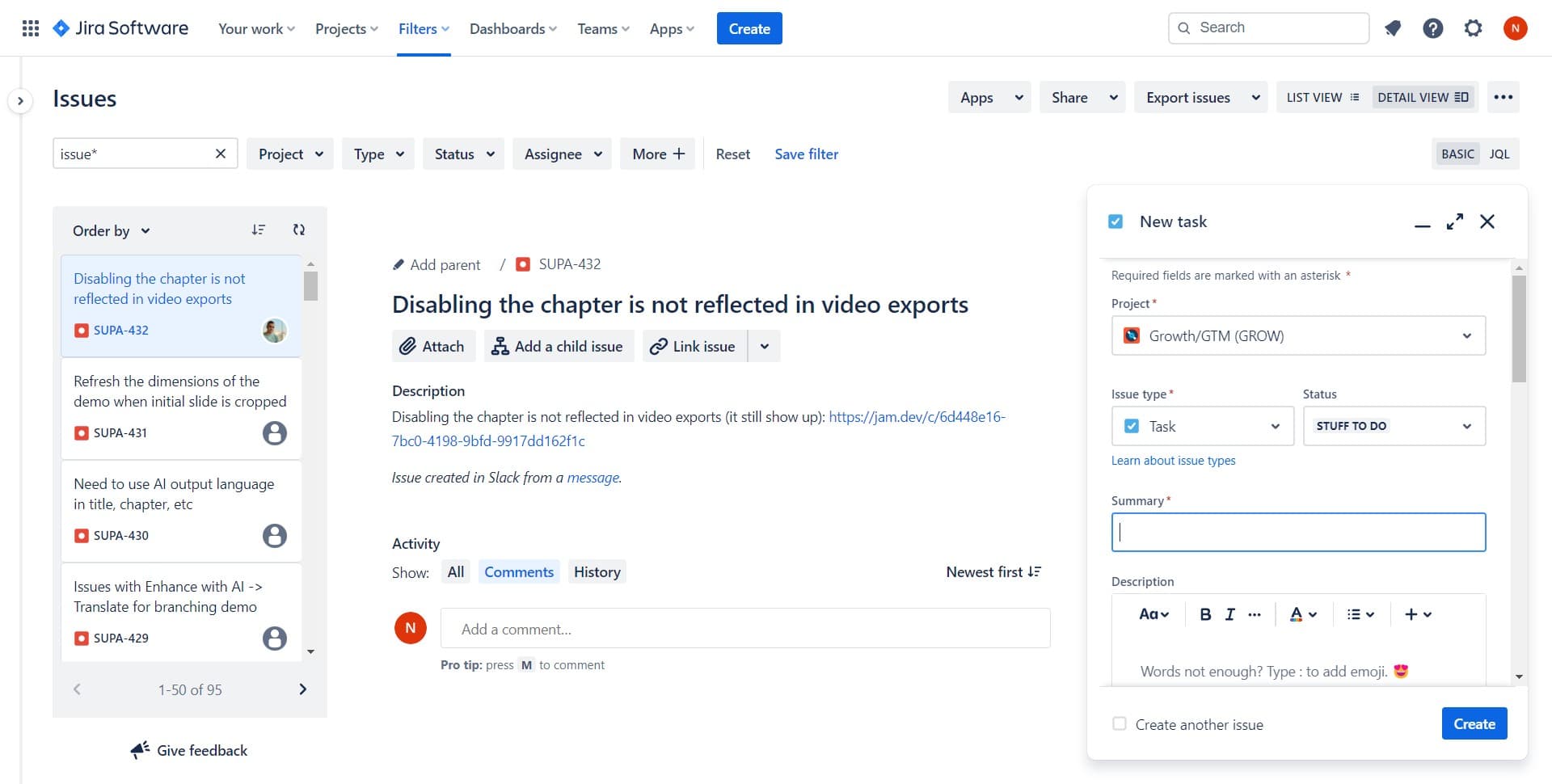 Access the issue details form
