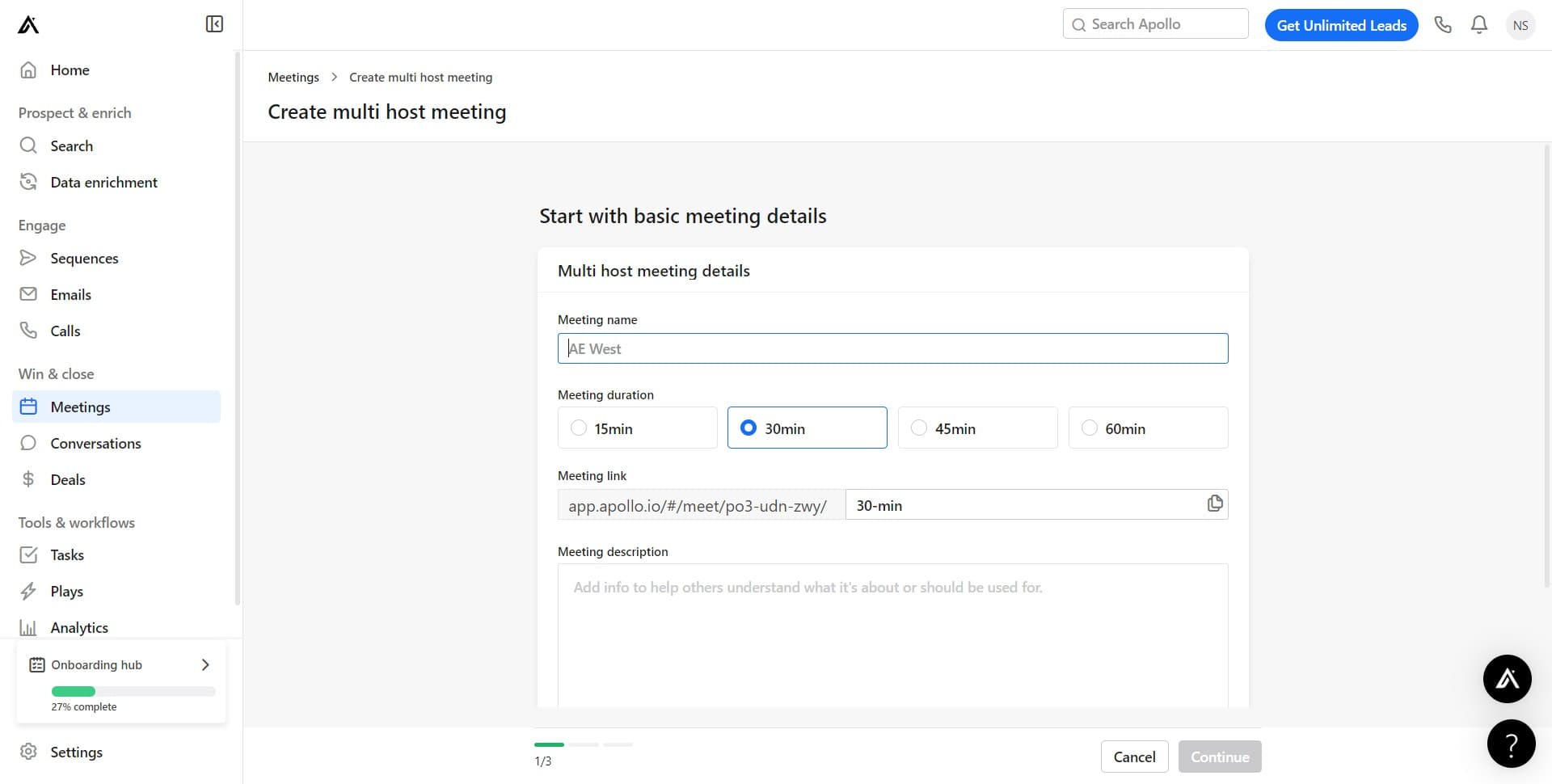 Configure initial meeting settings
