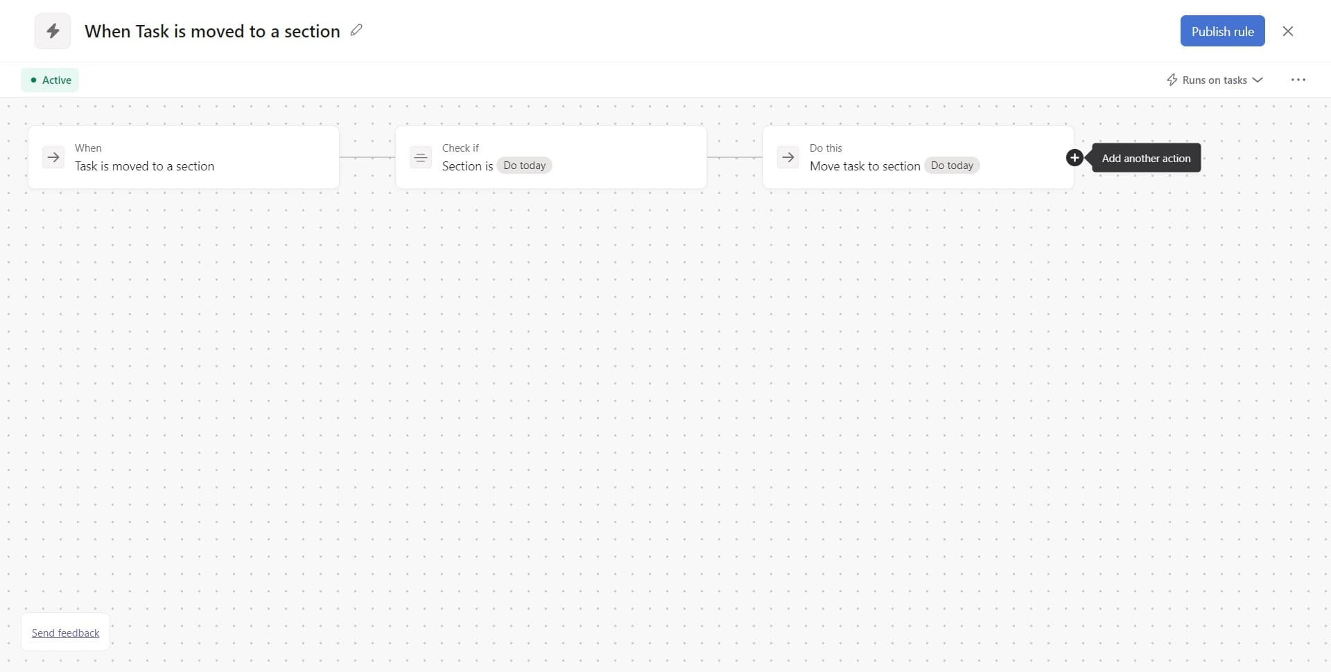 Configure the next action