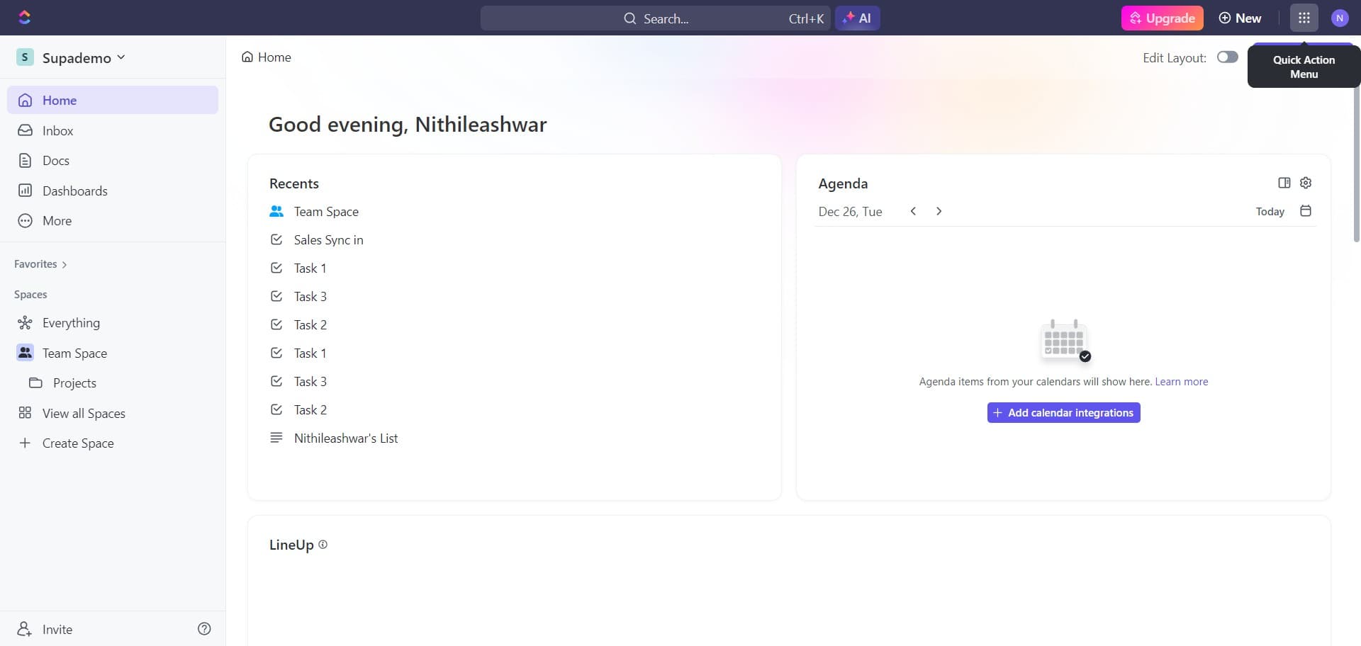 Open the ClickUp workspace
