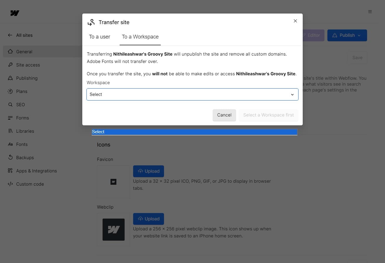 Select Target Workspace