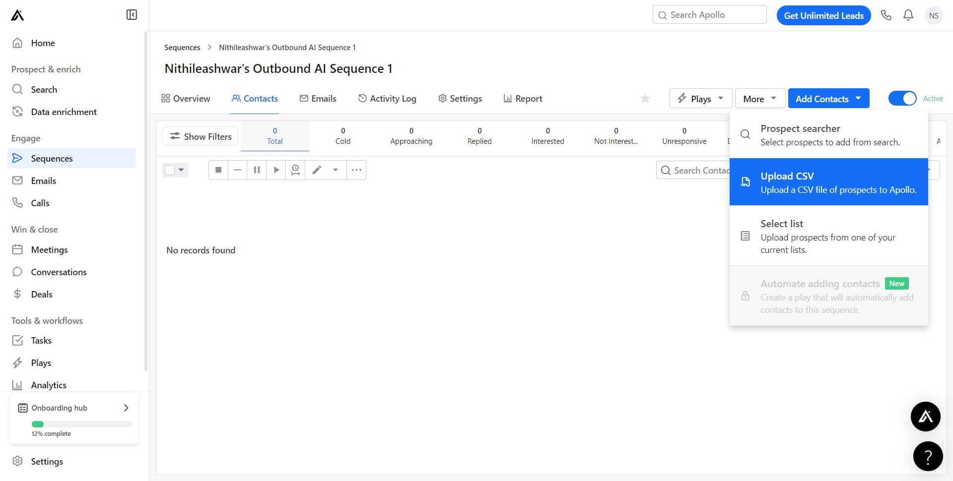 Select Upload a CSV file